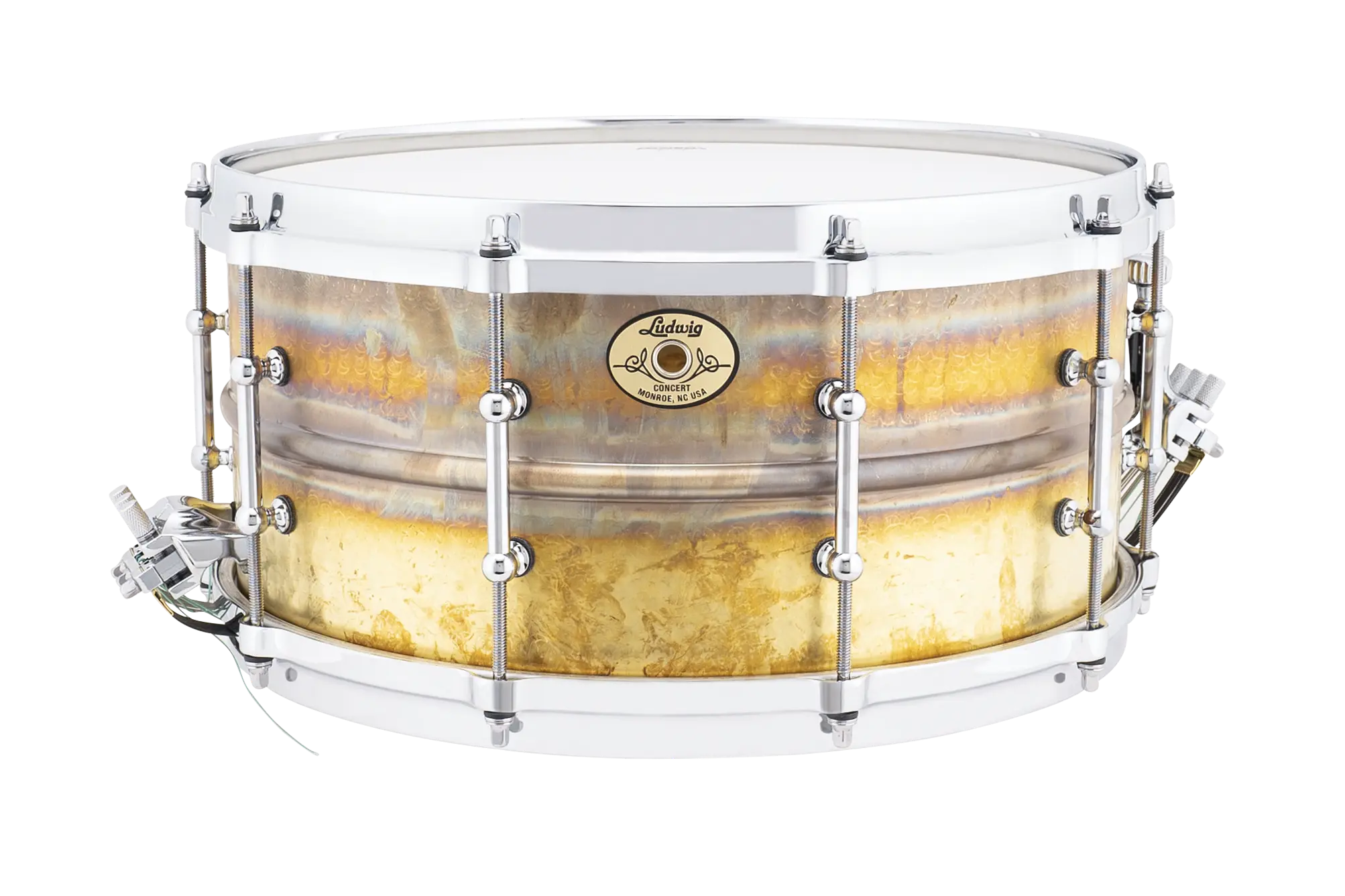 LCS6514BKTD Ludwig Concert 6.5x14 Snare Drum Hammered Brass - zoomed in
