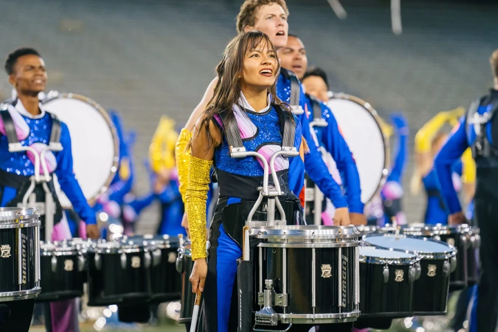 The Blue Devils drum line practicing