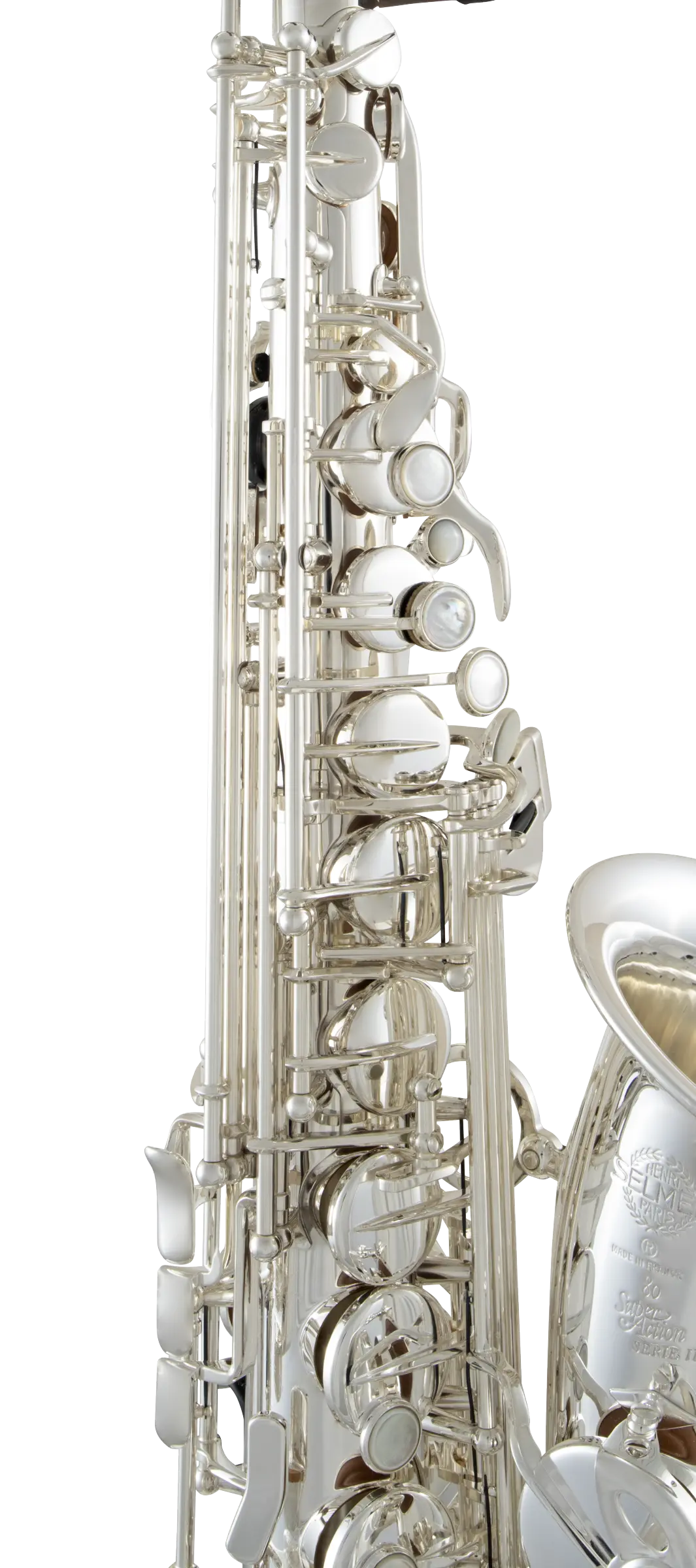 52JS Selmer Paris Silver Plate Alto Saxophone In Fr Vr Ms - zoomed in