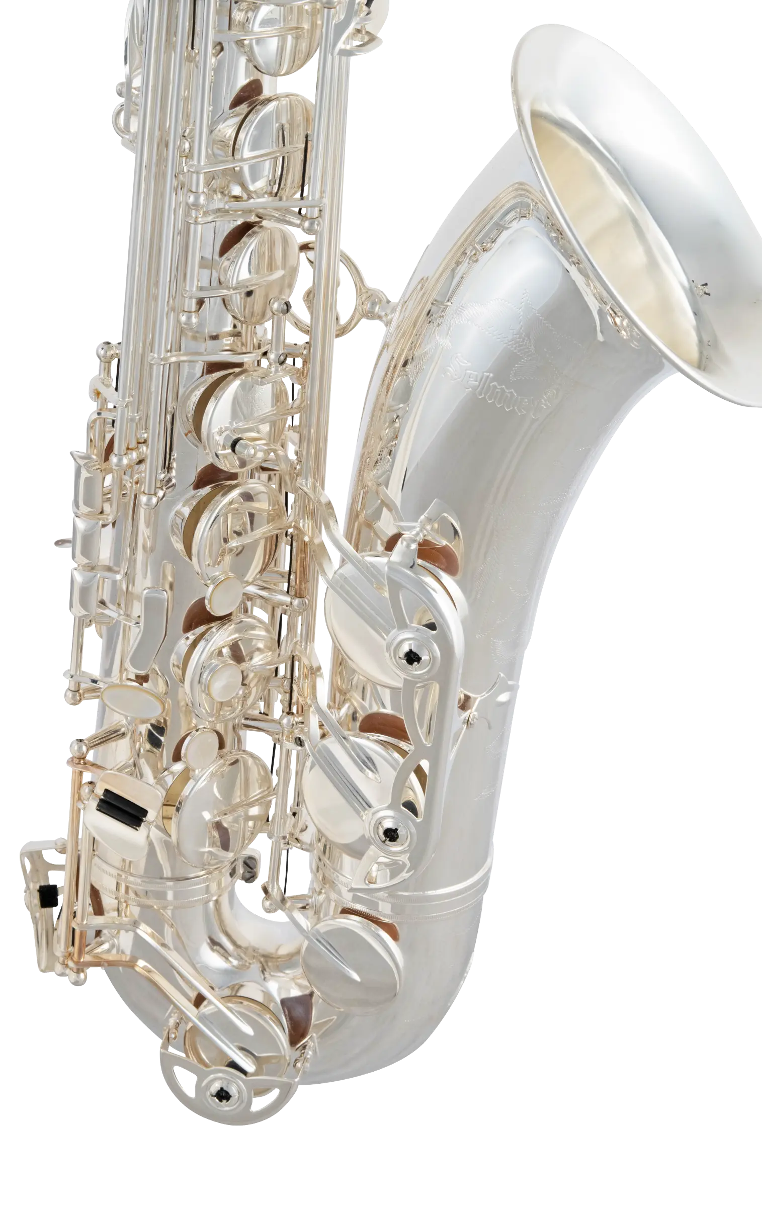 STS711S Selmer Silver Finish Tenor Saxophone - zoomed in