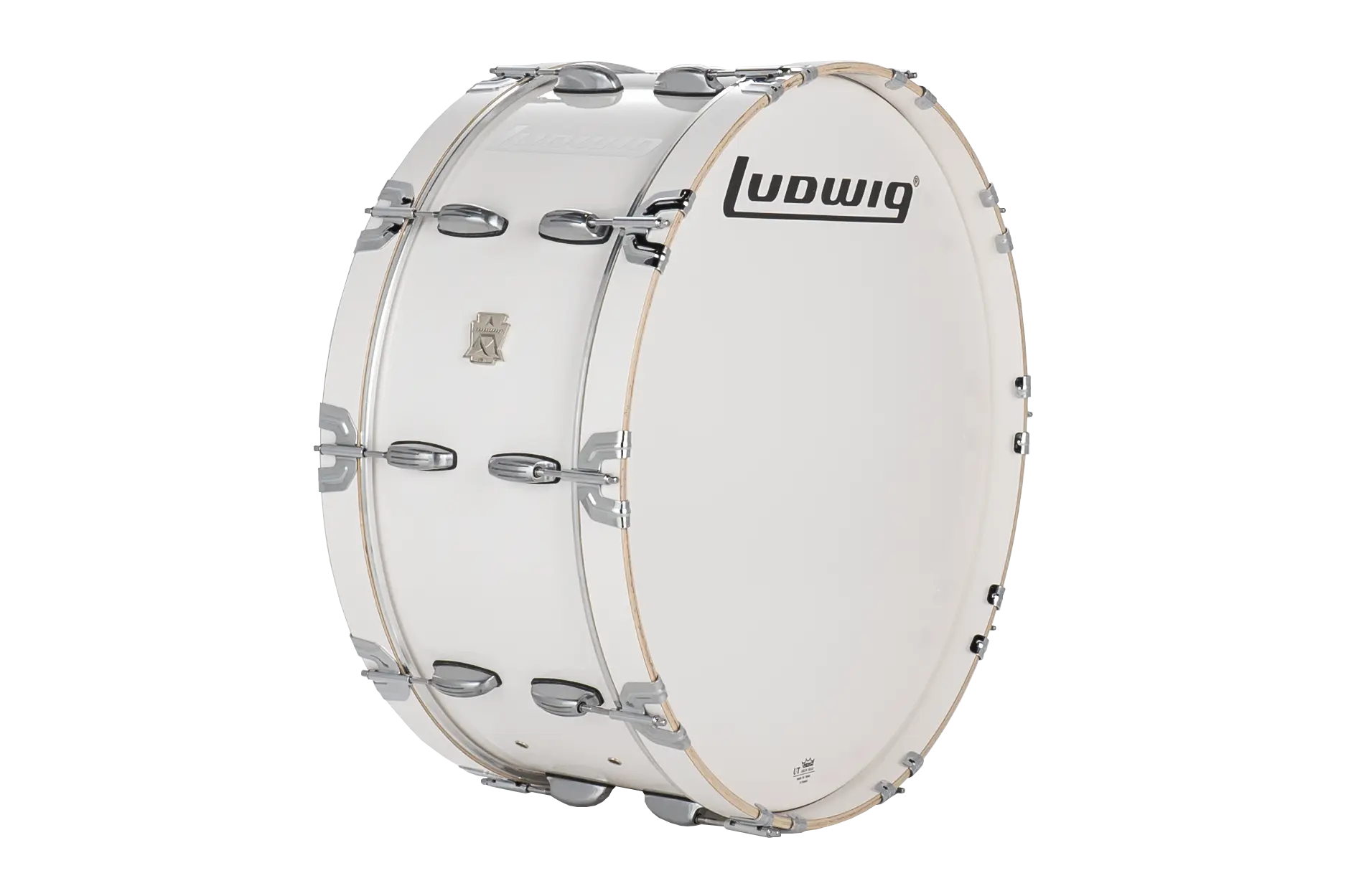 LUSB26PW Ludwig 10x26 Ultimate Scotch Bass White - zoomed in