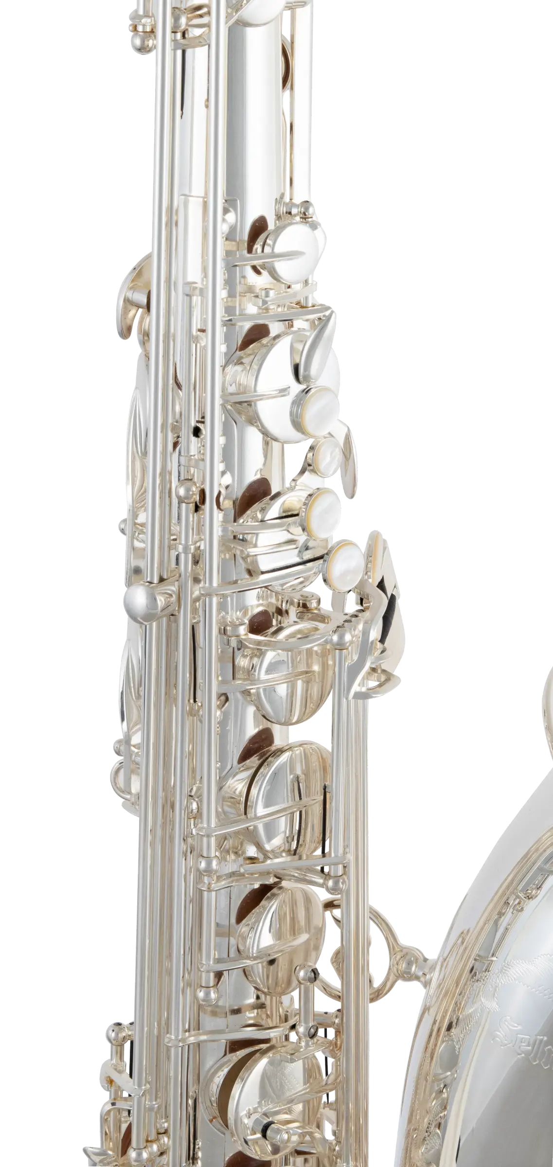 STS711S Selmer Silver Finish Tenor Saxophone - zoomed in